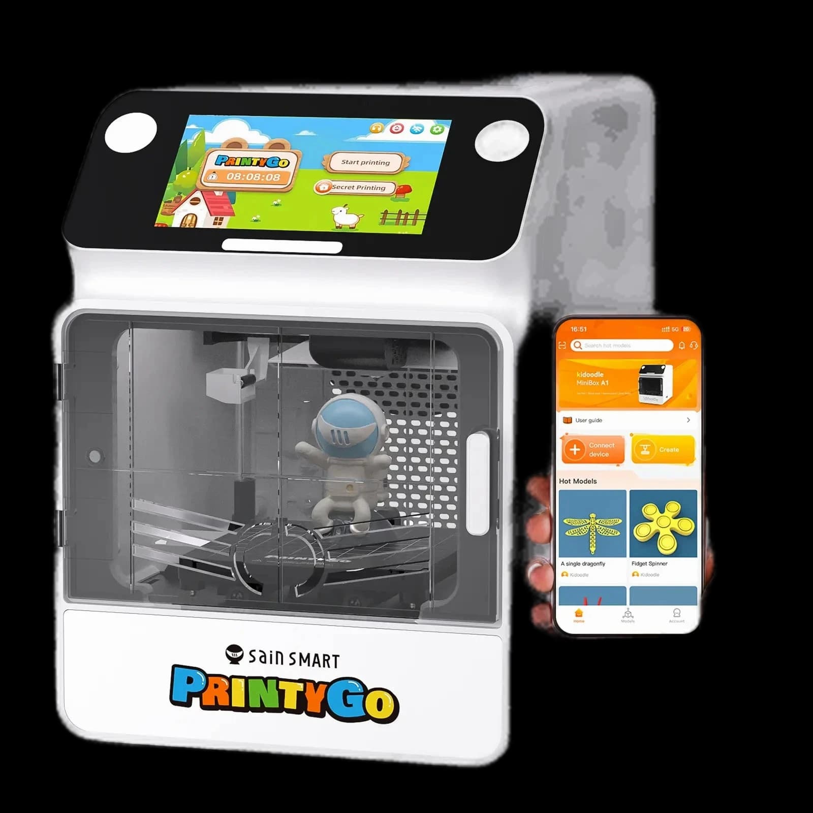 SainSmart PrintyGo 3D Printer for Kids, Safe & Easy 3D Printing for Creative STEM Learning